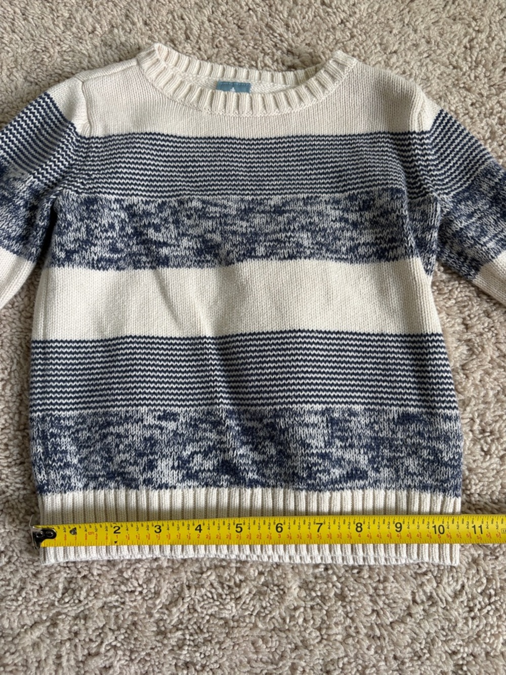 Baby GAP 2T Cream and Navy Striped Crew Neck Sweater 100% Cotton - Picture 7 of 10